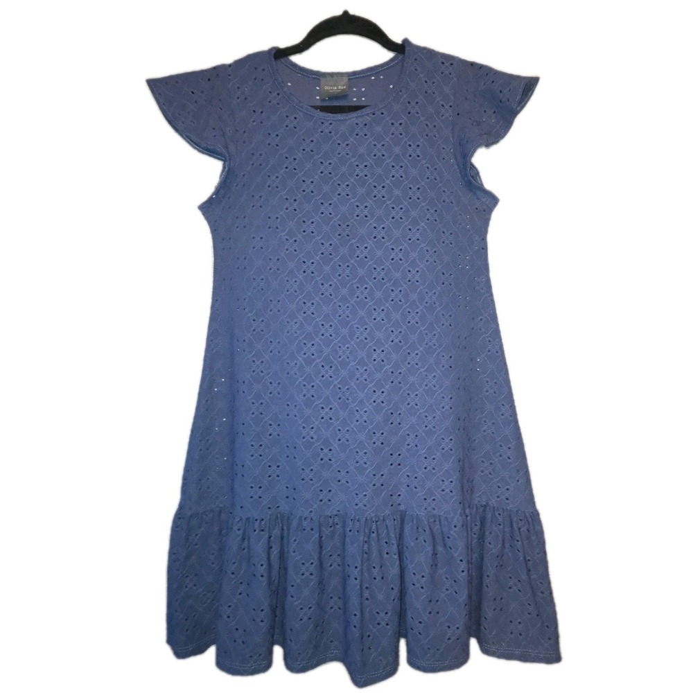 OLIVIA RAE New York Blue Eyelet Dress Ruffle Women's Small Babydoll Cottagecore